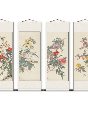 汤世时花卉四条屏名家壁画