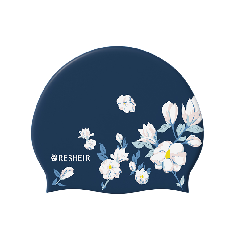 泳帽女款硅膠防水不勒頭新款時(shí)尚印花加大長(zhǎng)發(fā)大頭圍專用防滑泳帽
