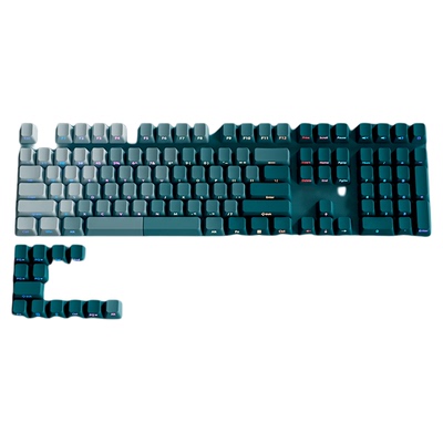 欧希德薄荷曼波流光侧刻键帽原厂PBT青色透光键盘达尔优EK87PRO