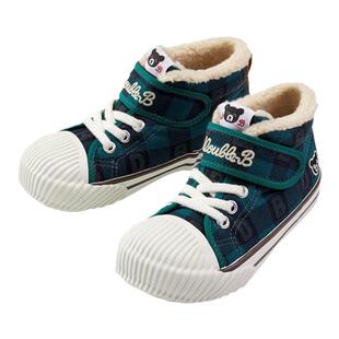 日本直邮日潮mikihouse英伦风DoubleB格子棉鞋大童63-9303-497绿2