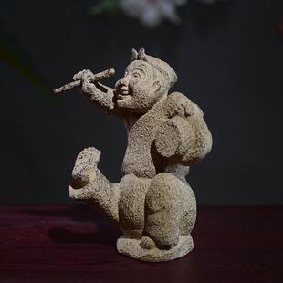 新中式兵马俑软装摆件古典茶室禅意玄关书柜博古架仿古击鼓说唱俑