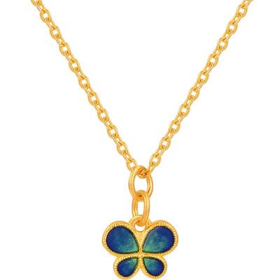 明牌珠宝古法黄金小蝴蝶吊坠 足金项坠小满情侣金坠子AFC0664