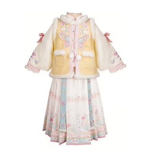 全程锦绣2025新款女童拜年服明制马面裙套装加绒加厚唐装古风冬装