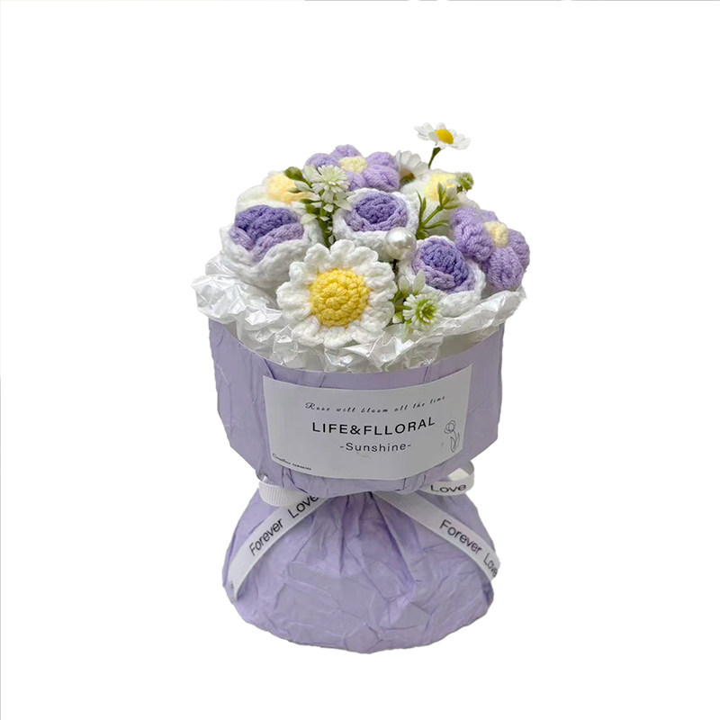 情人节毛线编织花束成品永生花仿真花高级花束礼物送女生生日礼物