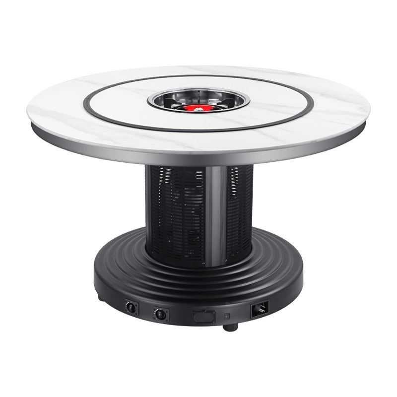 新款取暖桌餐桌圆桌家用烤火桌内嵌式旋转盘气电两用多功能电暖桌