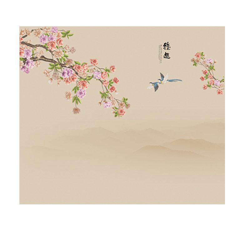 刺绣新中式背景墙布苏绣印加绣