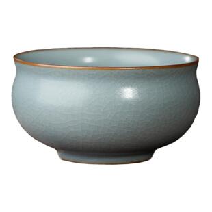 三勤堂手工开片汝窑圆融杯中式复古主人杯高端陶瓷品茗杯家用单杯