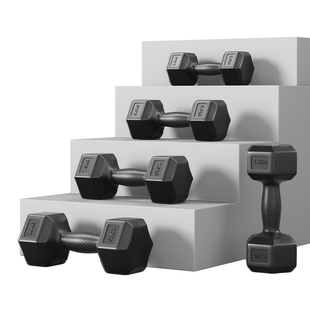 六角哑铃男士健身家用包胶10kg一对学生宿舍女青少年儿童力量训练