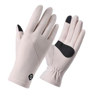 春秋手套女士户外开车加绒德绒保暖触屏晨练冬季保暖防寒骑行手套