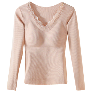 羊绒保暖内搭内衣女2025新款带胸垫加绒打底衫上衣秋衣秋裤女套装