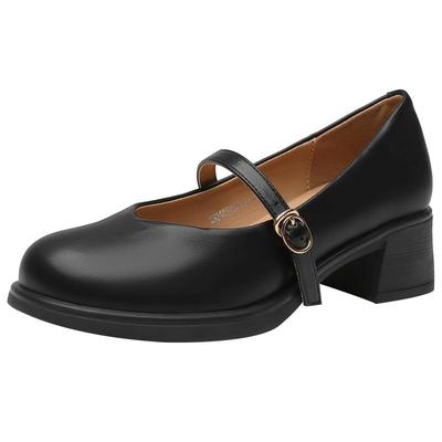 玛丽珍鞋时尚优雅粗跟一字扣