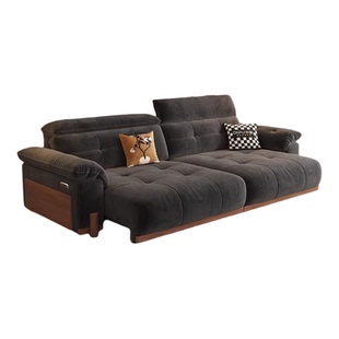 多功能伸缩电动沙发床奶油风客厅直排三四人位奶油风布艺沙发新款