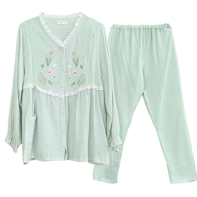 月子服纯棉纱布夏季孕妇哺乳衣