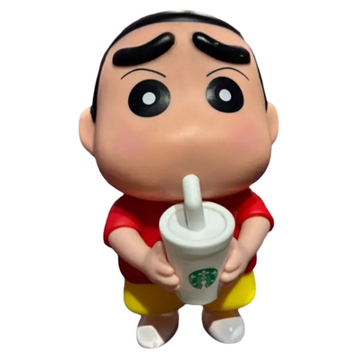 爱喝奶茶的蜡笔小新车尾部挂件可发光车载摆件汽车装饰品公仔创意