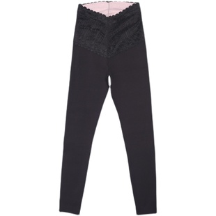 凯蒂芬1986女新高腰单层光面鲨鱼裤蕾丝薄绒小脚裤保暖裤打底裤女