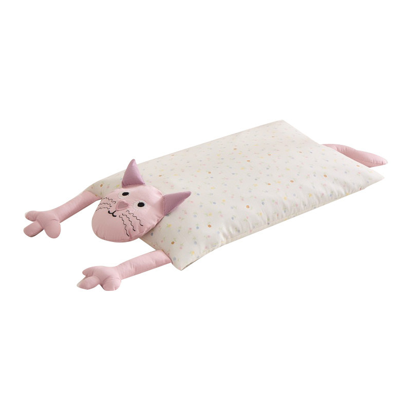 可爱猫咪全棉双层纱荞麦壳枕儿童助睡眠枕芯单人一只装可拆卸枕头