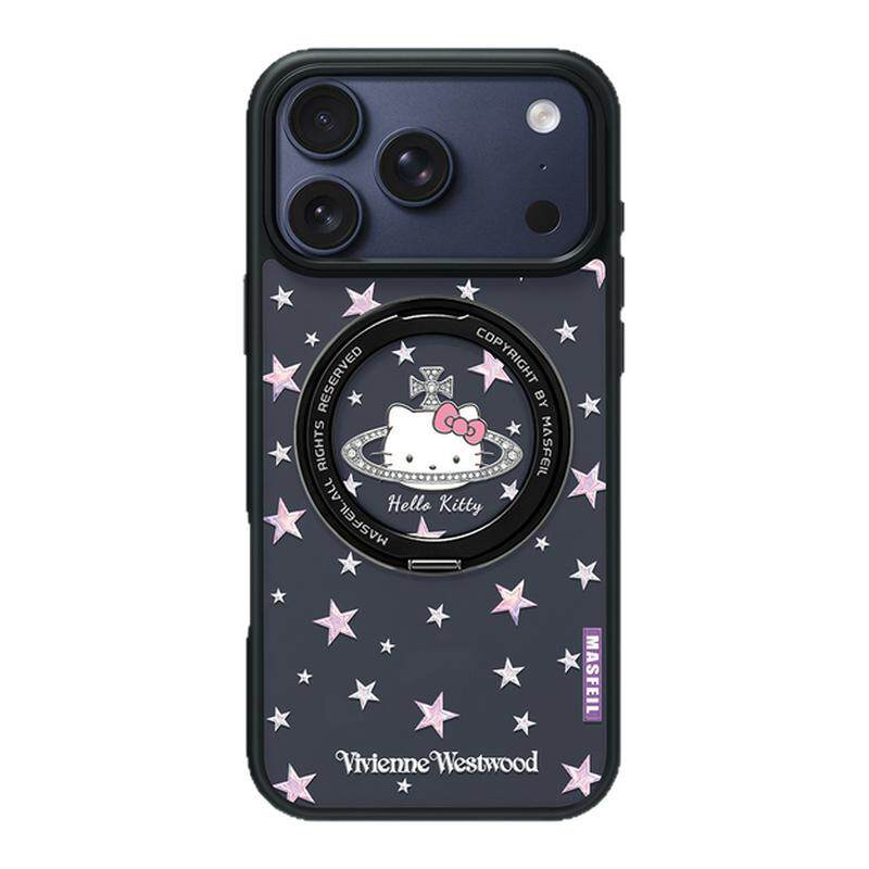 MASFEIL ×猫咪土星适用苹果17promax手机壳iPhone16pro新款磁吸带支架ip15全包Fo5支点女高档14保护套13