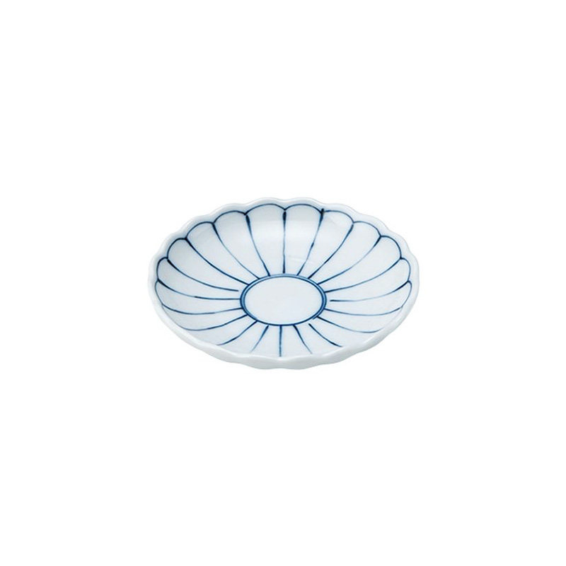 日本进口美浓烧菊形白瓷饭碗 不规则波浪边餐盘米饭碗杯子酱菜碟