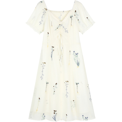 微胖mm莱赛尔刺绣连衣裙2025夏季