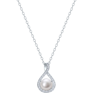 周六福淡水珍珠项链女人鱼之泪珍珠链坠S925银优雅新年礼物送女友