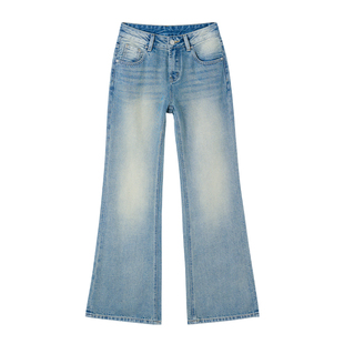 王家有鱼复古蓝中低腰2026春季新款显瘦百搭直筒阔腿牛仔裤子女款