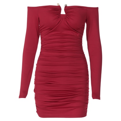 纯欲辣妹一字肩包臀裙长袖连衣裙