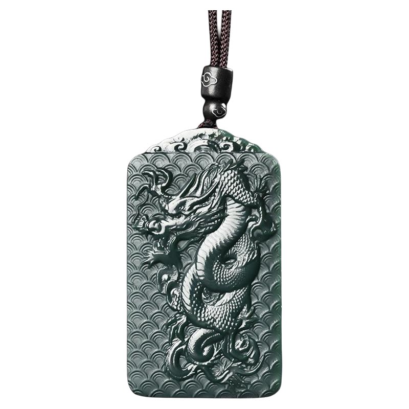 玉佩新疆和田玉塔青玉龙牌吊坠