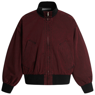 OV原创美式复古做旧水洗棒球服外套男女秋季宽松休闲立领工装夹克