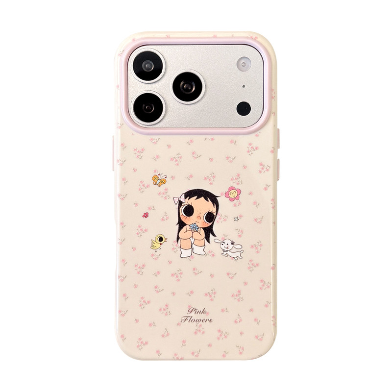 网红ins韩系碎花漫画少女适用iPhone17promax包相机键手机壳18PM新款苹果16PRO可爱卡通15软壳14防摔13保护套
