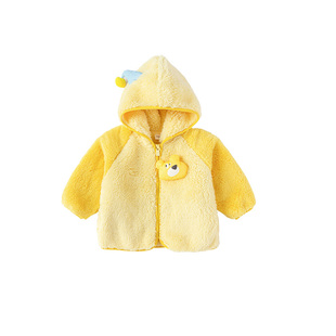 巴拉巴拉婴儿外套宝宝双面珊瑚绒上衣可爱连帽衣服2026新款秋冬装