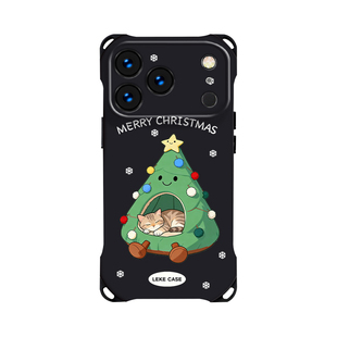 圣诞树猫窝~适用苹果17promax手机壳带挂绳15斜挎可背iphone16四角防摔小米14手提13手腕p80背包式12软硅胶