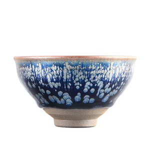 宋风居  建窑建盏茶杯蝶恋花原矿铁胎纯手工油滴主人杯天目茶盏杯