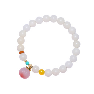 普陀山白玉高密菩提珠子手串女生小众桃子手链好运文玩佛珠送女友