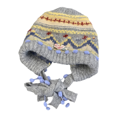 复古费尔岛针织毛线帽女秋冬季