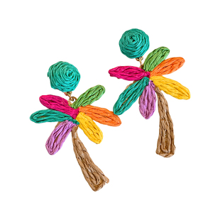 手工草编圆环耳钉女2026新款小众设计百搭耳饰海边沙滩高级感耳环