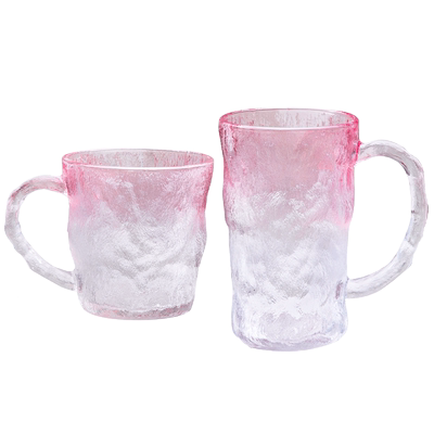 冰川玻璃杯家用杯子水杯带把