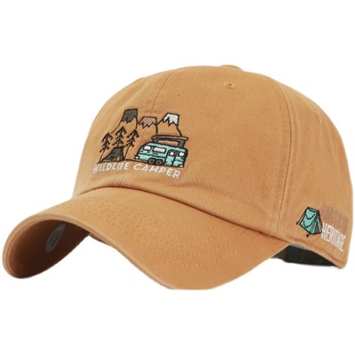 韩国大号遮阳做旧刺绣图案棒球帽