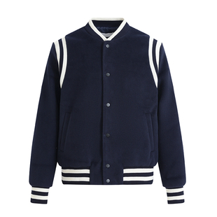「GRNL」雅痞氛围组 毛呢针织螺纹棒球服男女OVERSIZE夹克大外套