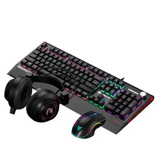 狼途K1000真机械键盘鼠标套装电竞游戏键鼠耳机三件套装有线静音