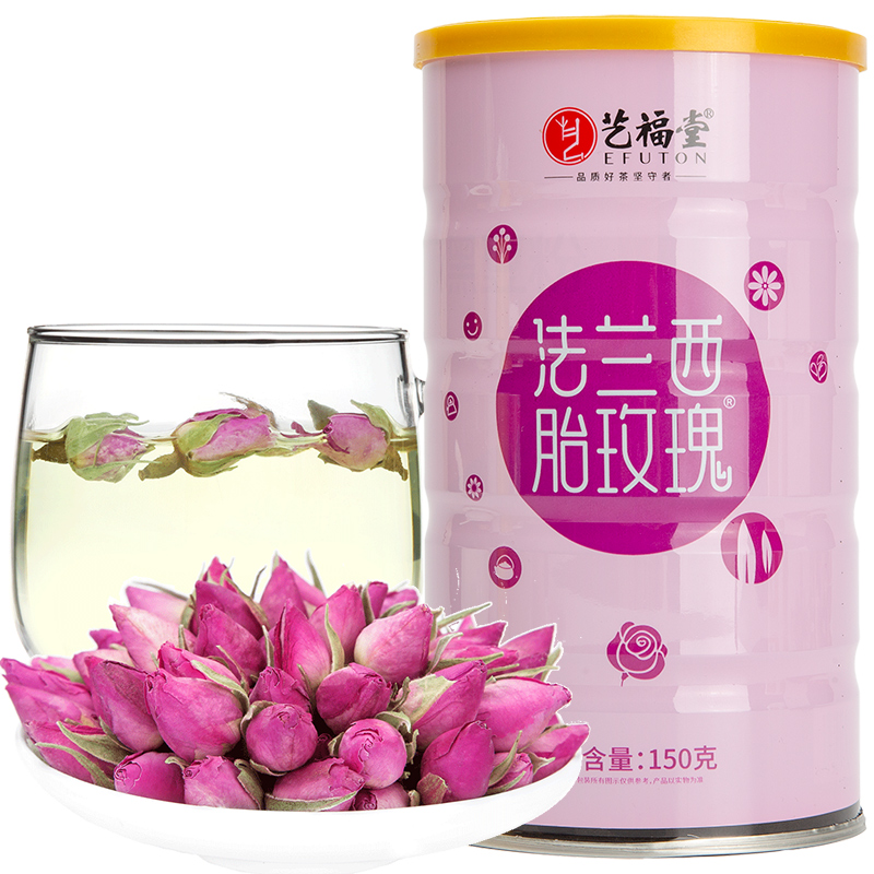 艺福堂法兰西胎玫瑰花茶大分量150g特级干花泡茶花苞无硫熏茶