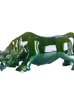 唐三彩招财风水工艺品办公陶瓷牛