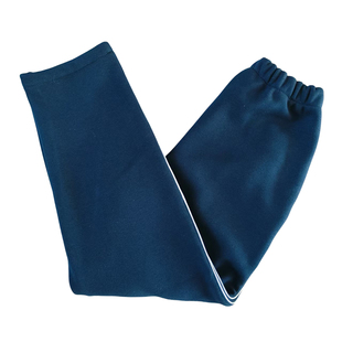 定做中小学生校服裤子冬季加绒藏蓝直口拼白条休闲可以男女加厚款