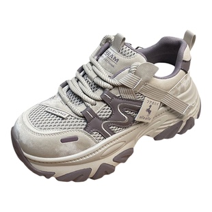 高鹏2026春季新款真皮老爹鞋女厚底显脚小超火时尚运动女鞋3165潮