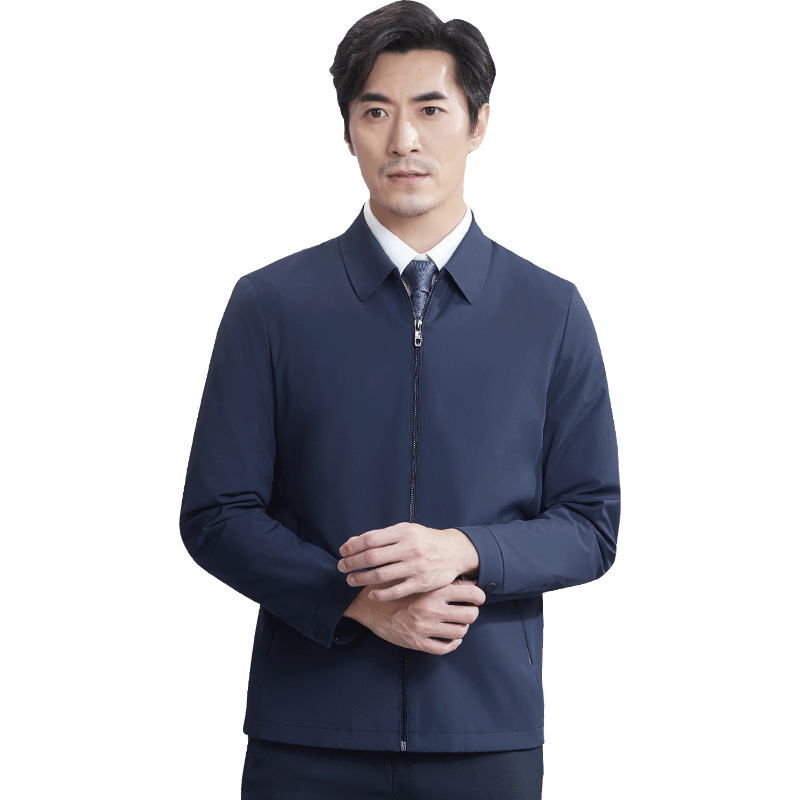 红都翻领春秋款宽松可水洗男夹克