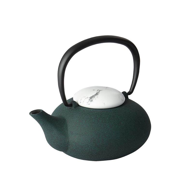 哲品菊地保寿堂日本进口铸铁壶带茶漏泡茶壶高端茶具提梁水壶沧石
