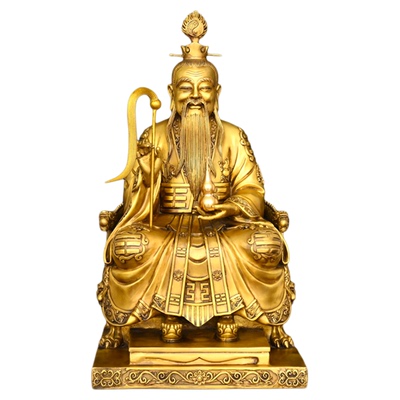 纯黄铜太上老君铜像摆件