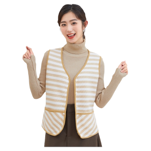 春秋彩棉马甲打底背心女防寒空调衫短款V领贴身小马夹坎肩家居服