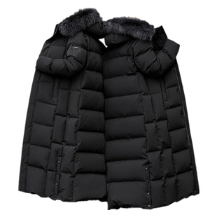 进口鹅绒羽绒服超长款过膝新款加厚连帽大码男女同款户外极寒外套