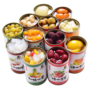 水果罐头6罐混合整箱菠萝什锦橘子草莓杨梅葡萄椰果山楂黄桃罐头