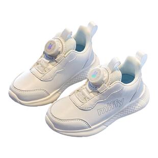 Miffy米菲童鞋女童春秋新款跑步鞋革面防水免系带儿童休闲运动鞋